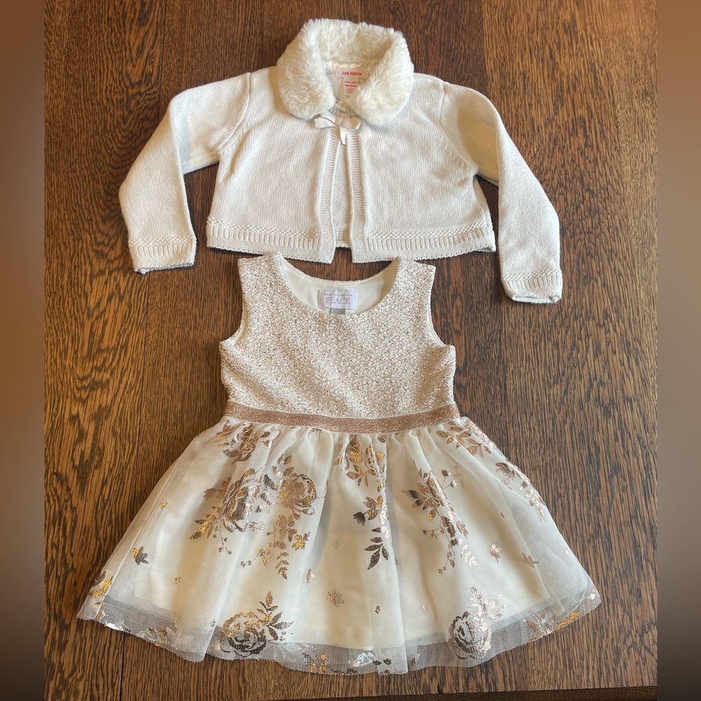Charming Cream and Gold Floral Dress with Jacket